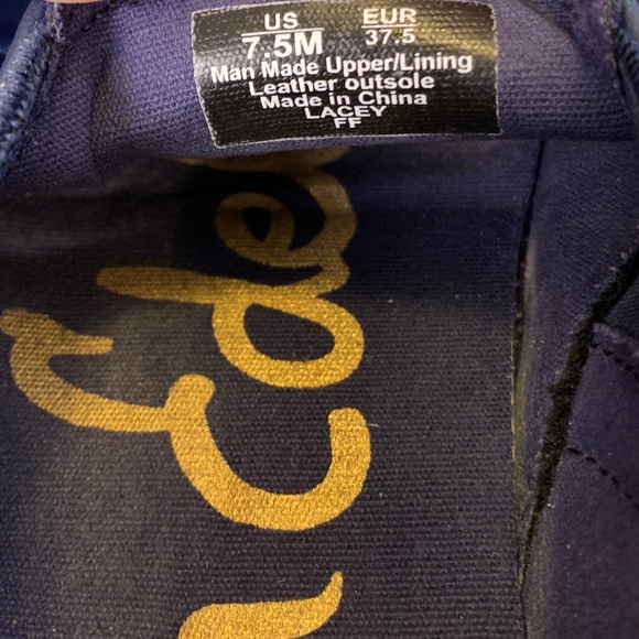 {Sam Edelman} Navy Leather Outsole | Snake/Croc Pattern | Lifted Sole 7.5 Womens - Picture 6 of 8